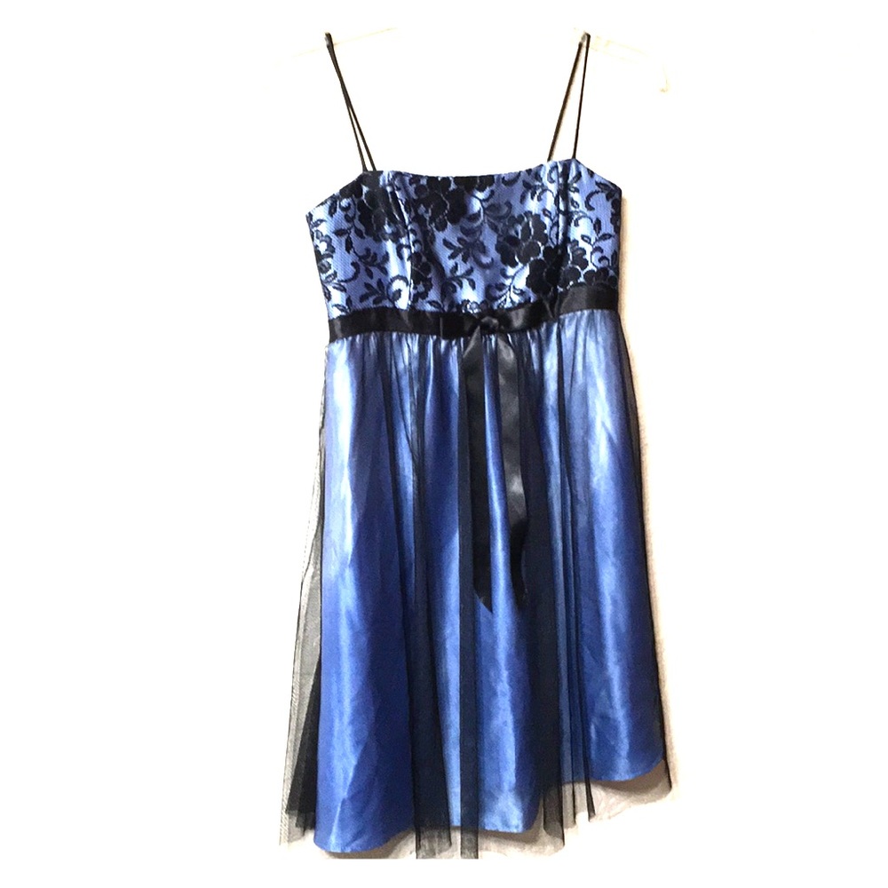 GUNNE SAX dress blue black tulle lace size 7